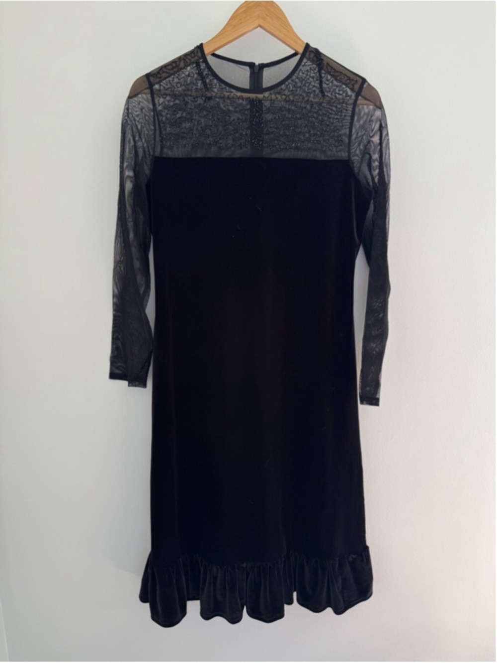 90s gothic velvet mesh beaded mini dress